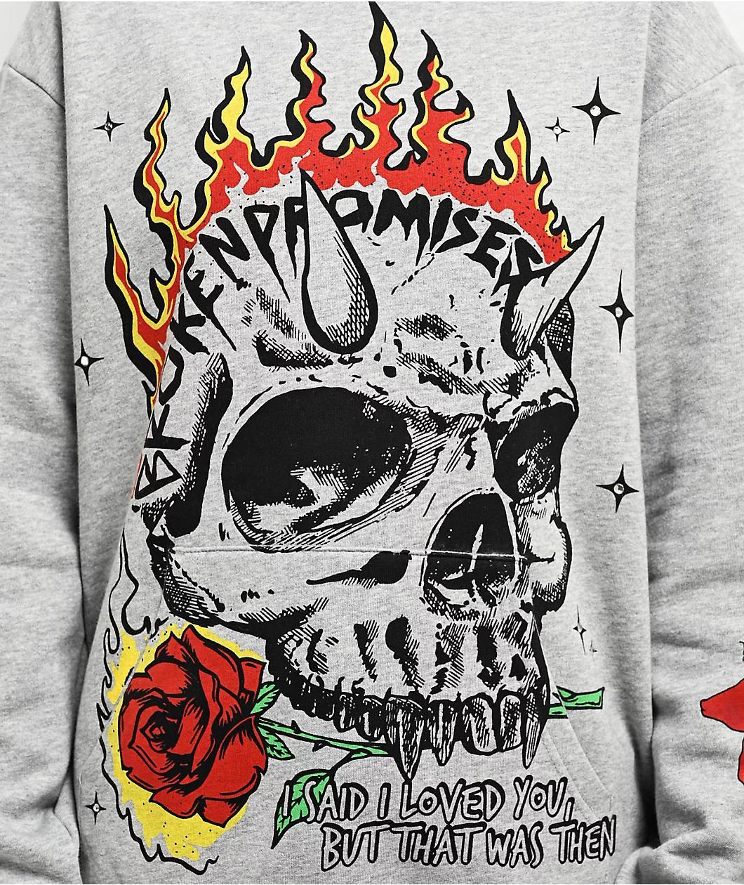 Broken Promises That Was Then Grey Hoodie Product Image