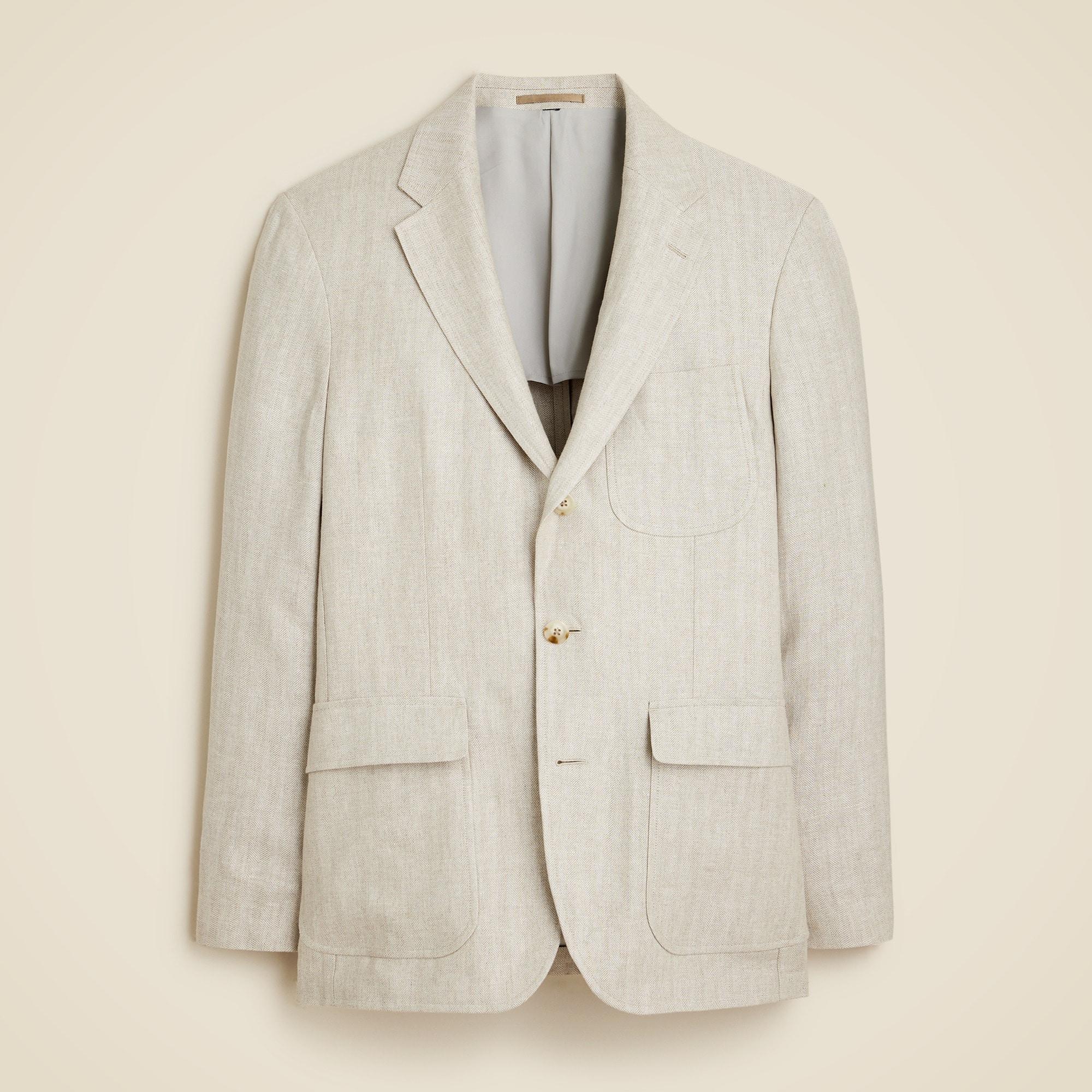 Crosby Classic-fit suit jacket in linen herringbone Product Image