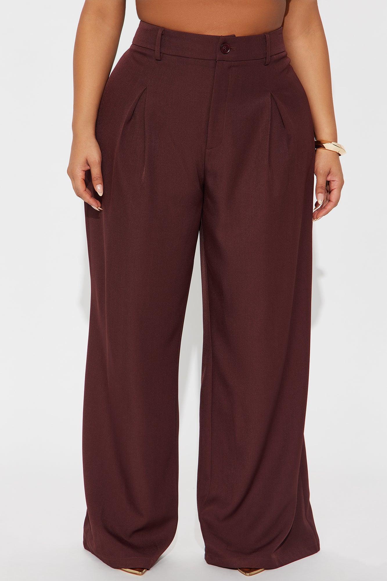 Alena Crepe Wide Leg Trouser Pant - Chocolate Product Image