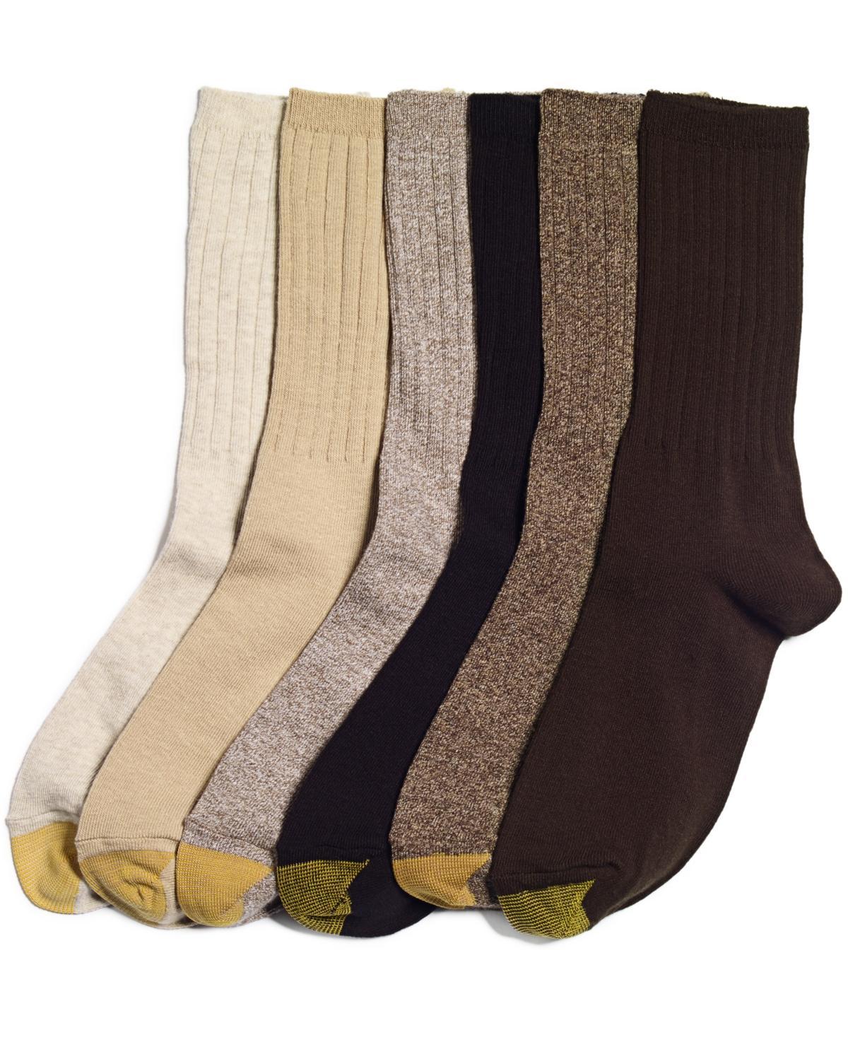 Women's GOLDTOE ® 6-pack Ribbed Crew Socks, Size: 9-11, Green Product Image