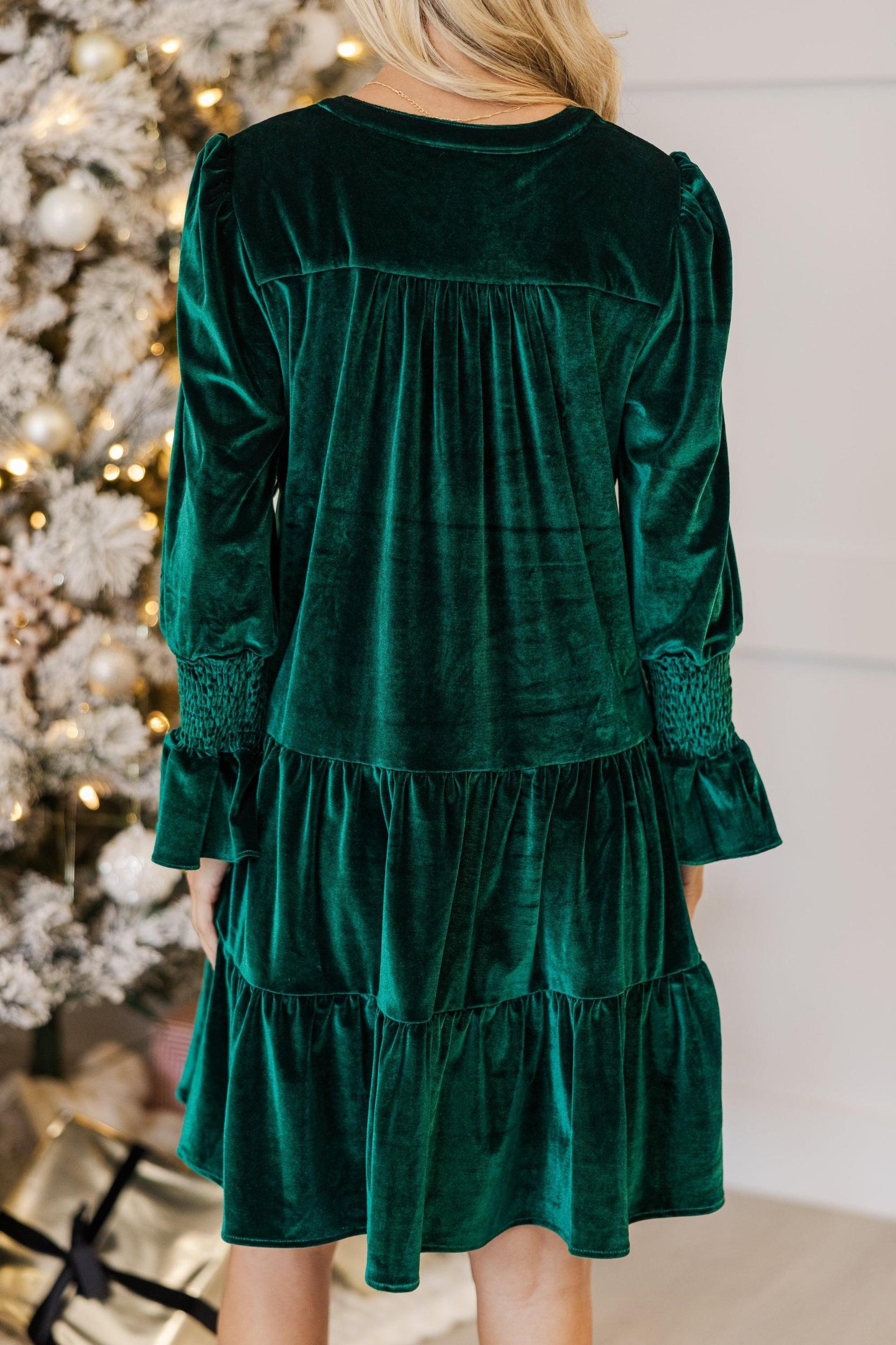 NURSING COLLECTION: In Your Happy Place Emerald Velvet Dress Female Product Image