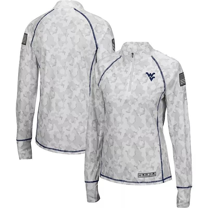 Women's Colosseum White West Virginia Mountaineers OHT Military Appreciation Officer Arctic Camo Fitted Lightweight 1/4-Zip Jacket, Size: Large Product Image