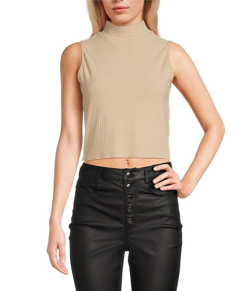 GB Mock Neck Ribbed Knit Tank Top Product Image