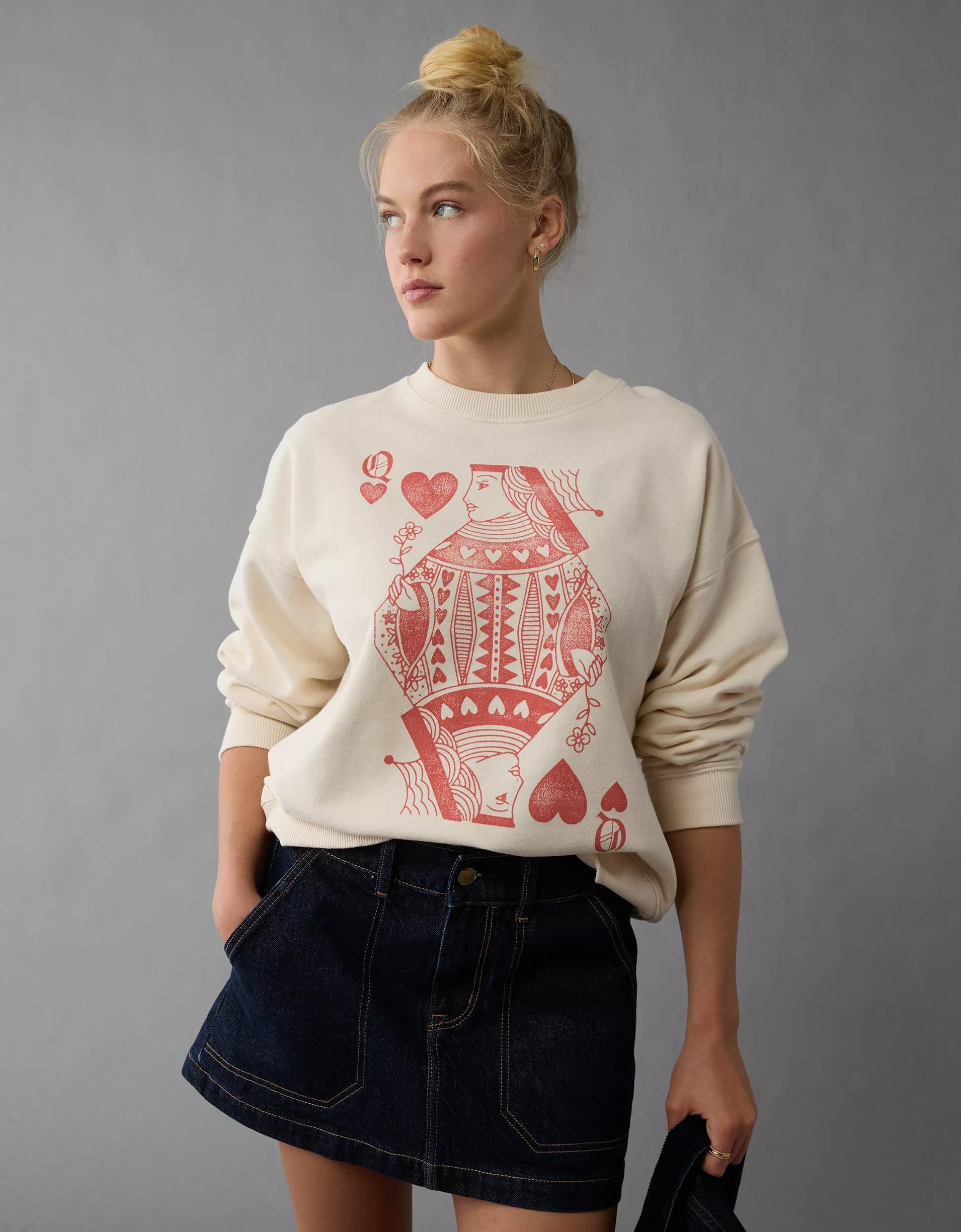 AE Valentine's Day Graphic Relaxed Crew Neck Sweatshirt Product Image