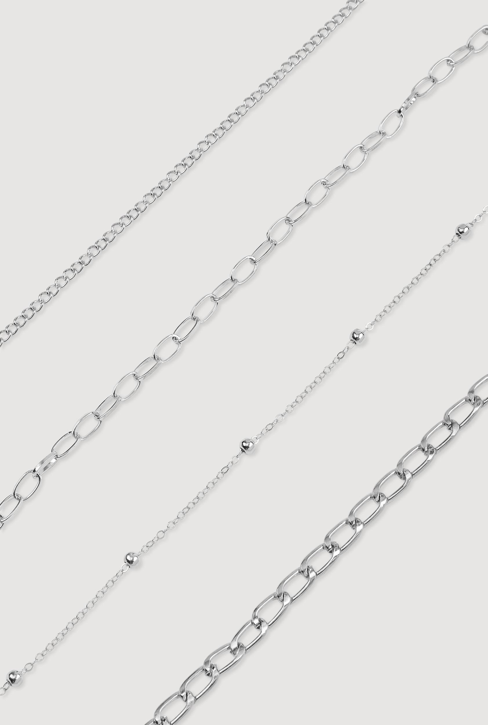 Metallic Chain Anklets Set of 4 Male Product Image