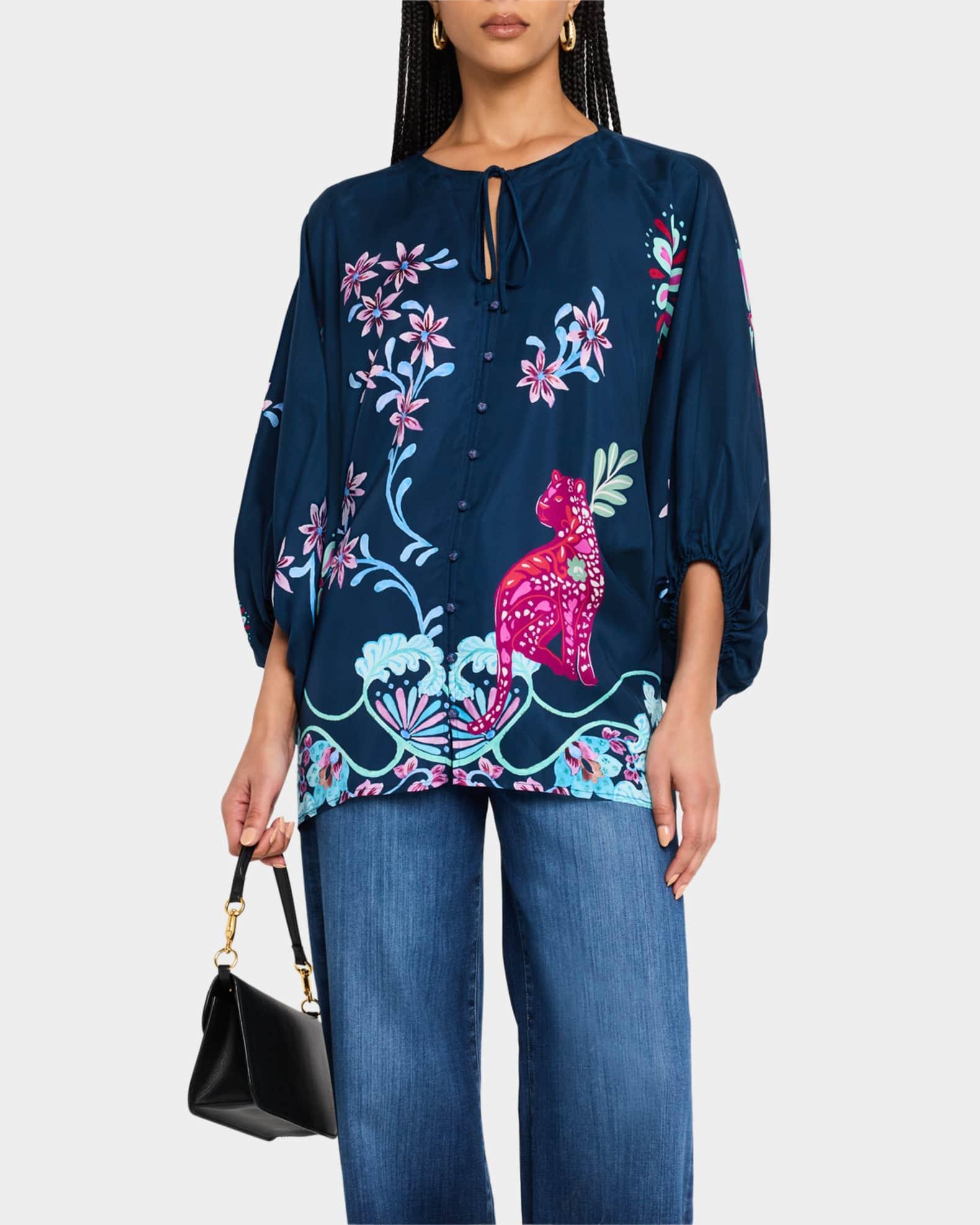 Harlyn Floral-Print Keyhole Blouse Product Image