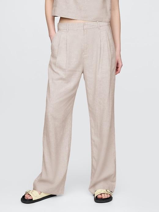 365 High Rise Linen-Blend Trousers Product Image