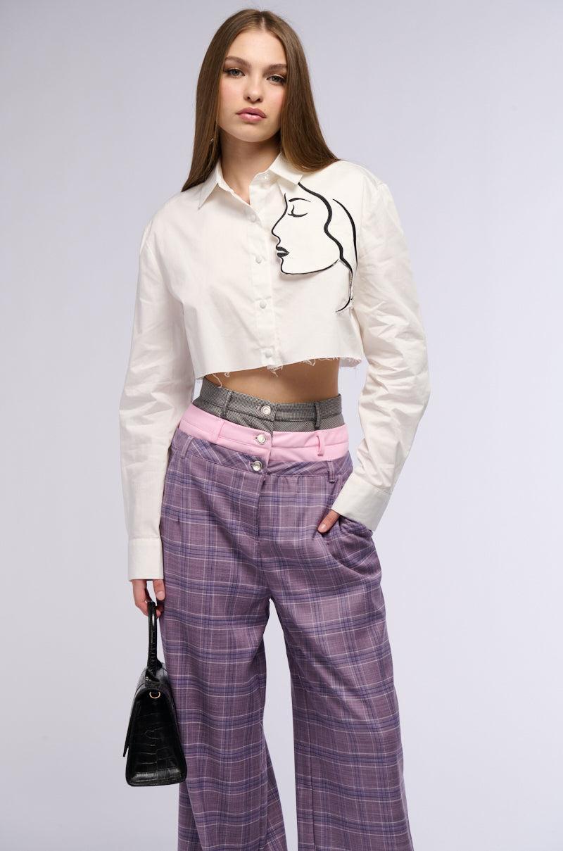 DONT STOP JUST YET BUTTON DOWN BLOUSE Product Image