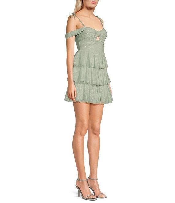 Honey and Rosie Sweetheart Off Shoulder Drape Ruffle Skirt Dress Product Image