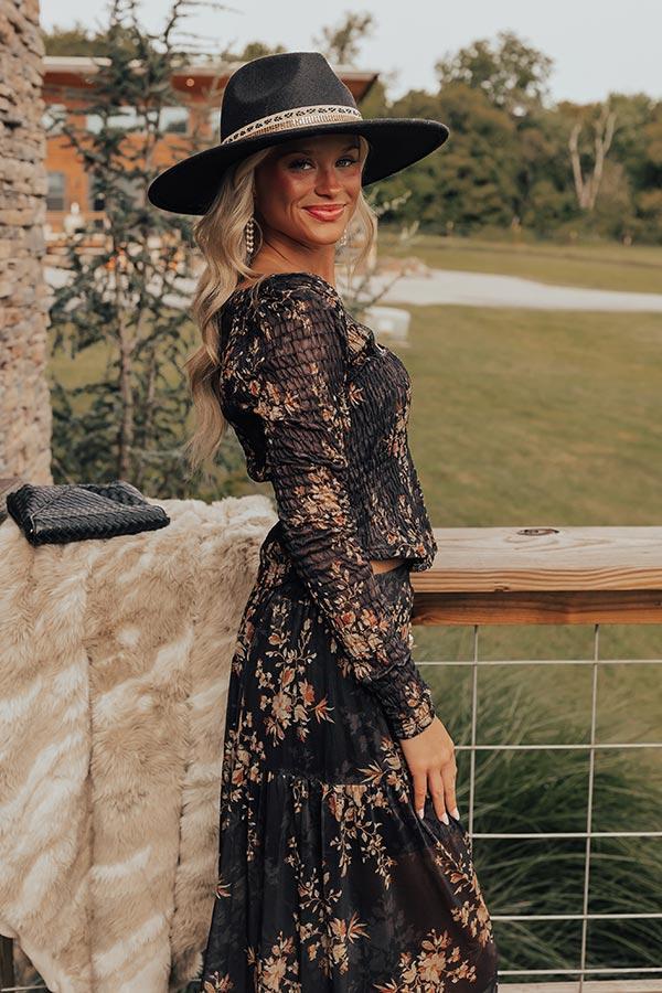 Slowly Falling For You Smocked Mesh Top in Black Product Image