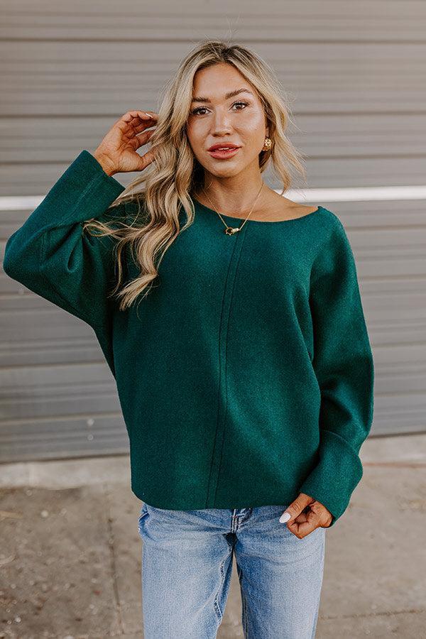 Cafe Social Knit Sweater Top in Hunter Green Product Image
