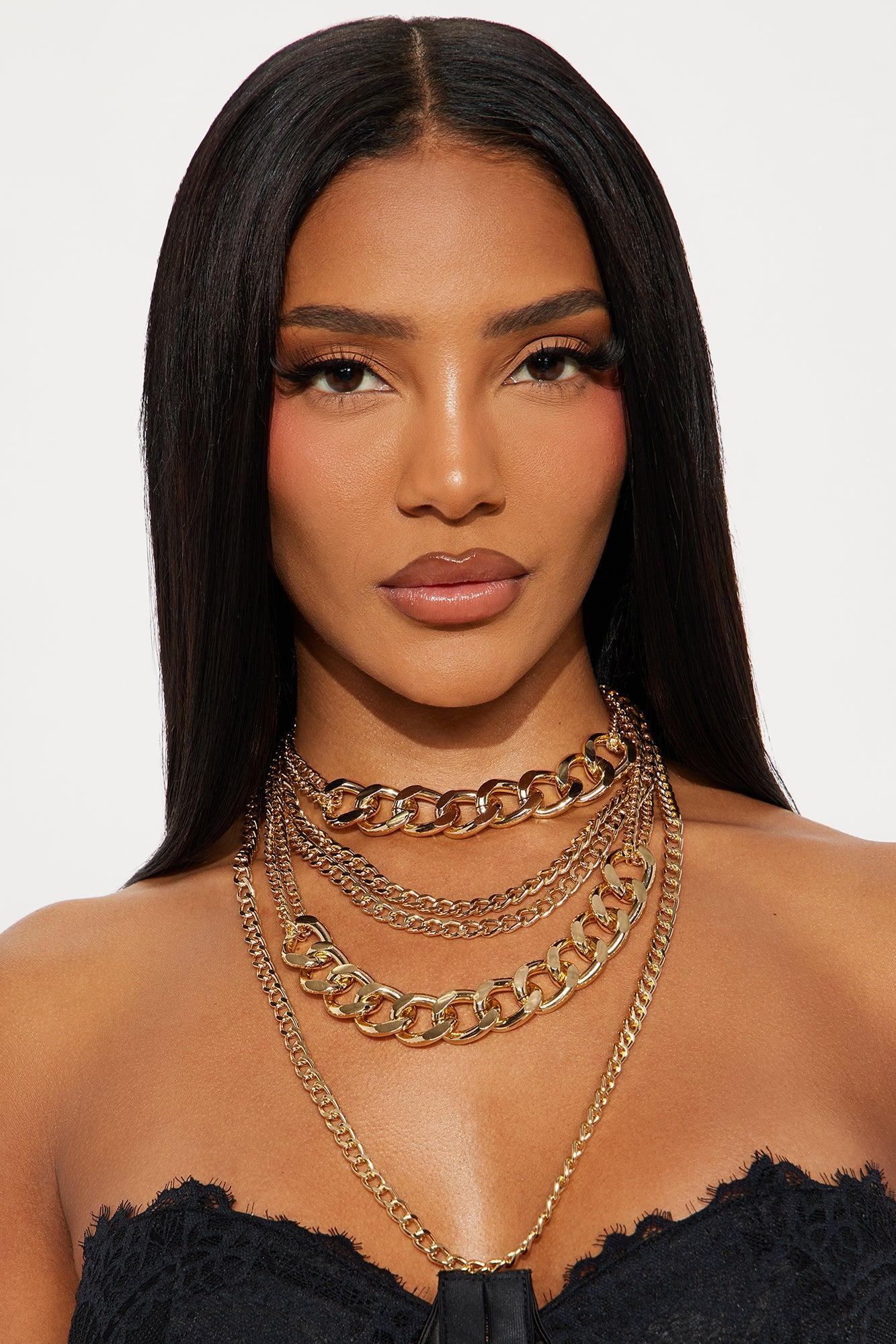 Chains On Chain Layered Necklace - Gold Product Image