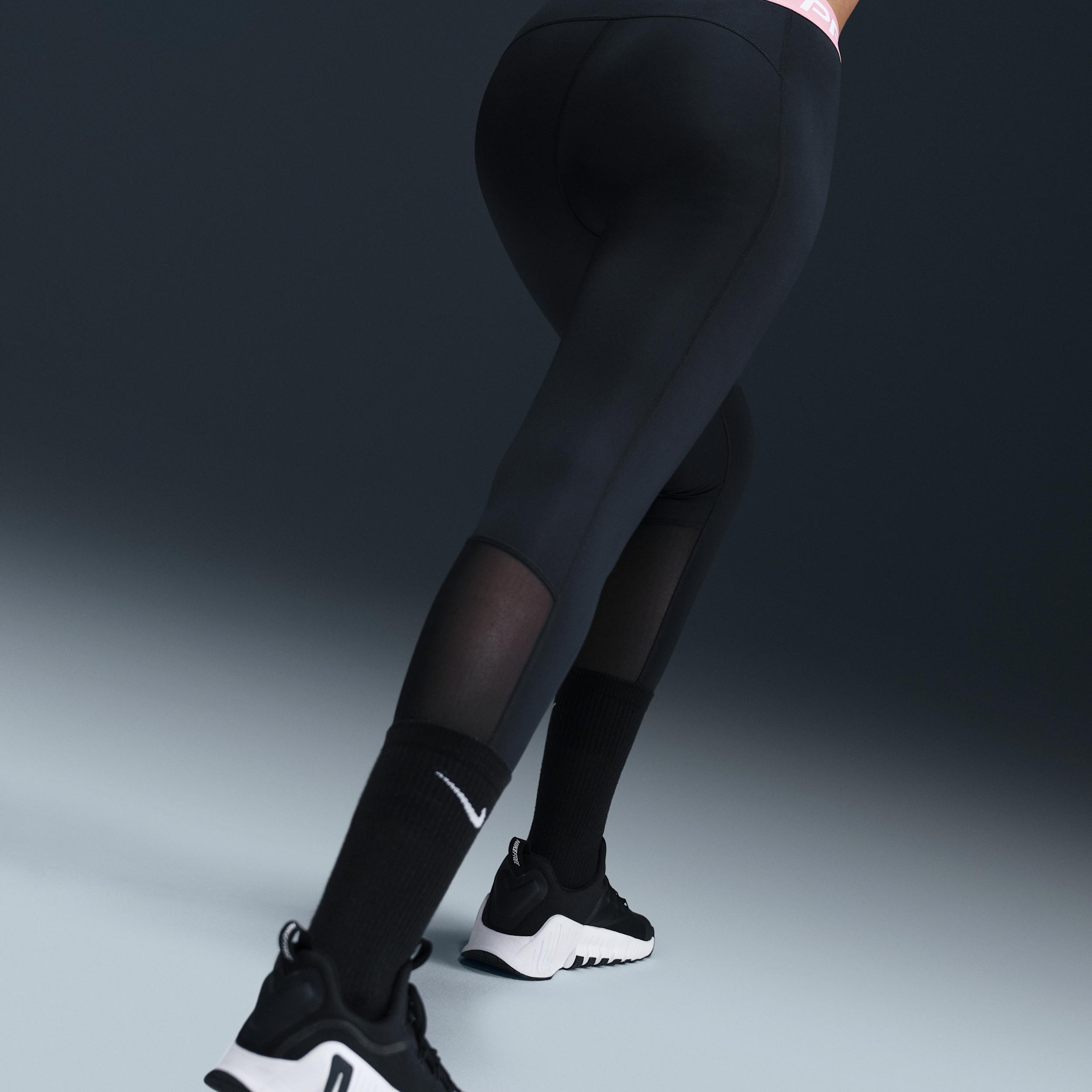 Women's Nike Pro Mid-Rise Crop Mesh-Panel Leggings Product Image