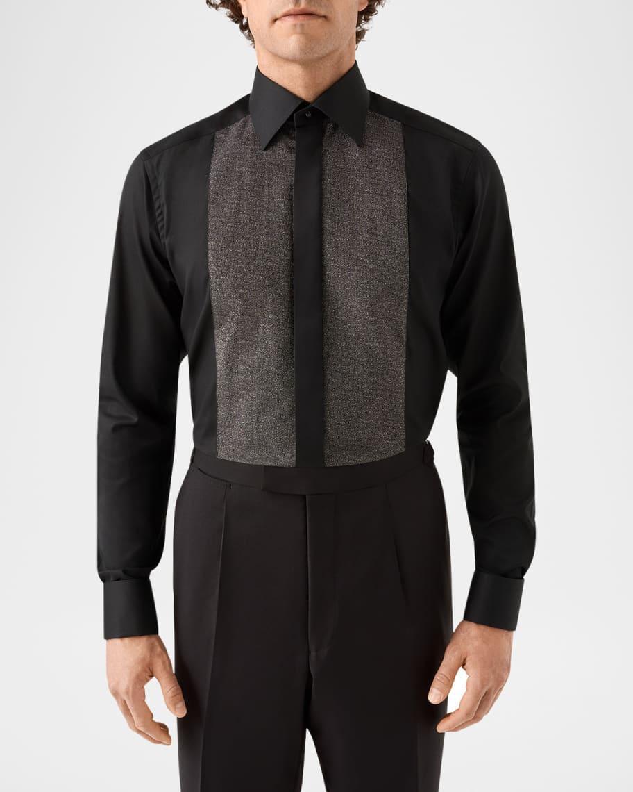 Mens Evening Jacquard Bib Slim-Fit Dress Shirt Product Image