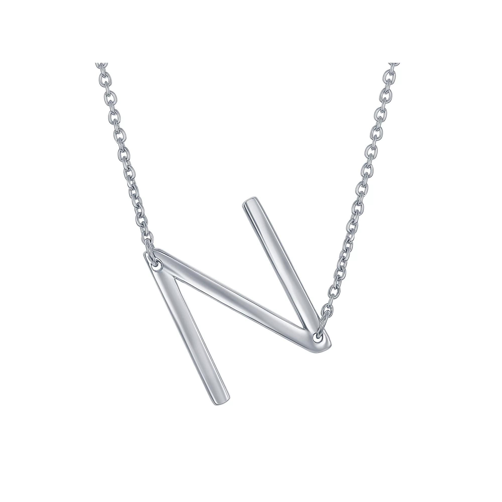 Sterling Silver Sideways Initial Necklace, Womens Sterling B Product Image