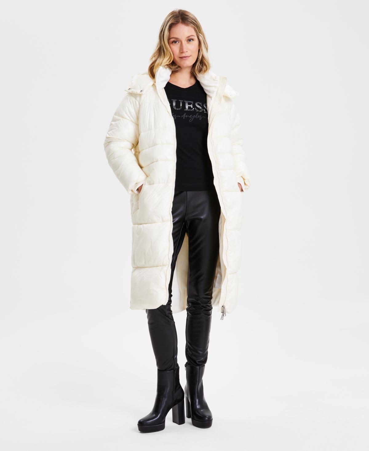 Guess Womens Shine Hooded Mid-Length Puffer Coat Product Image