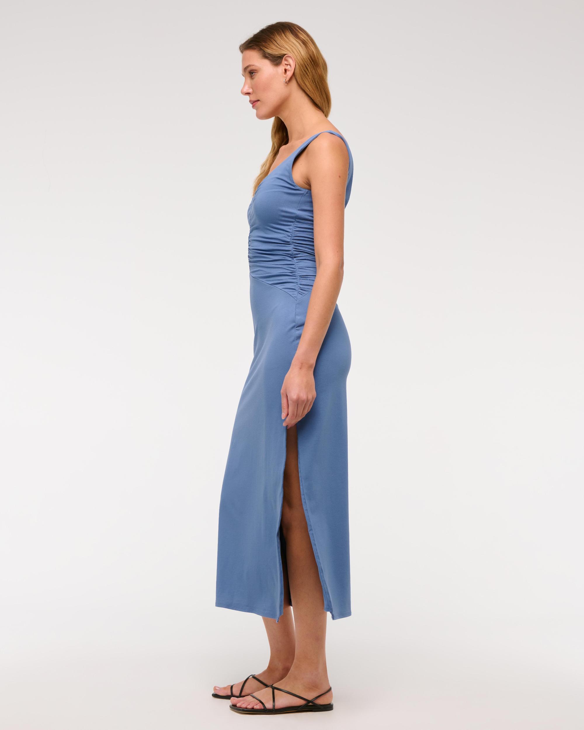 Bra-Free Ruched Knit Midi Dress Product Image