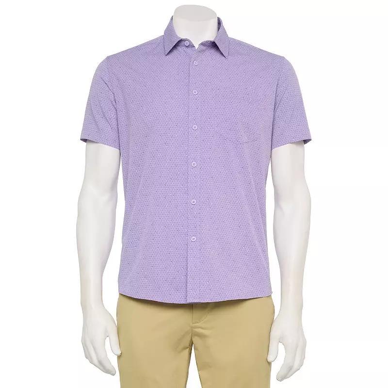 Men's FLX Performance Untucked-Fit Short Sleeve Button Down Shirt, Size: Small, Blue Water Product Image