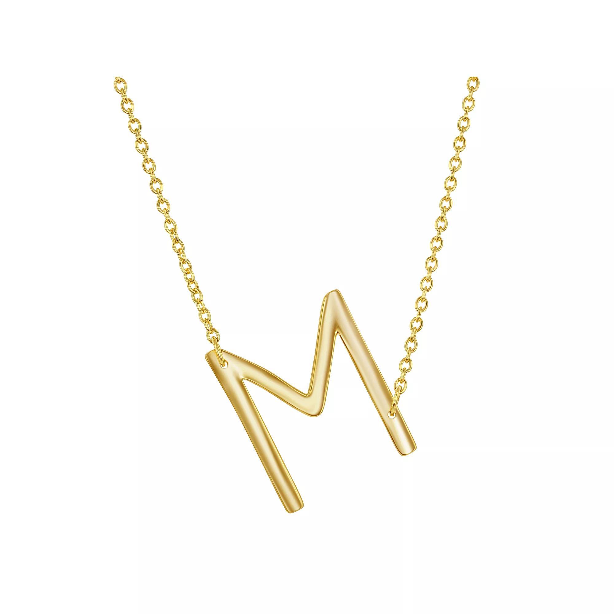 Sterling Silver Sideways Initial Necklace, Women's, Size: 16-18" ADJ, Gold Tone M Product Image