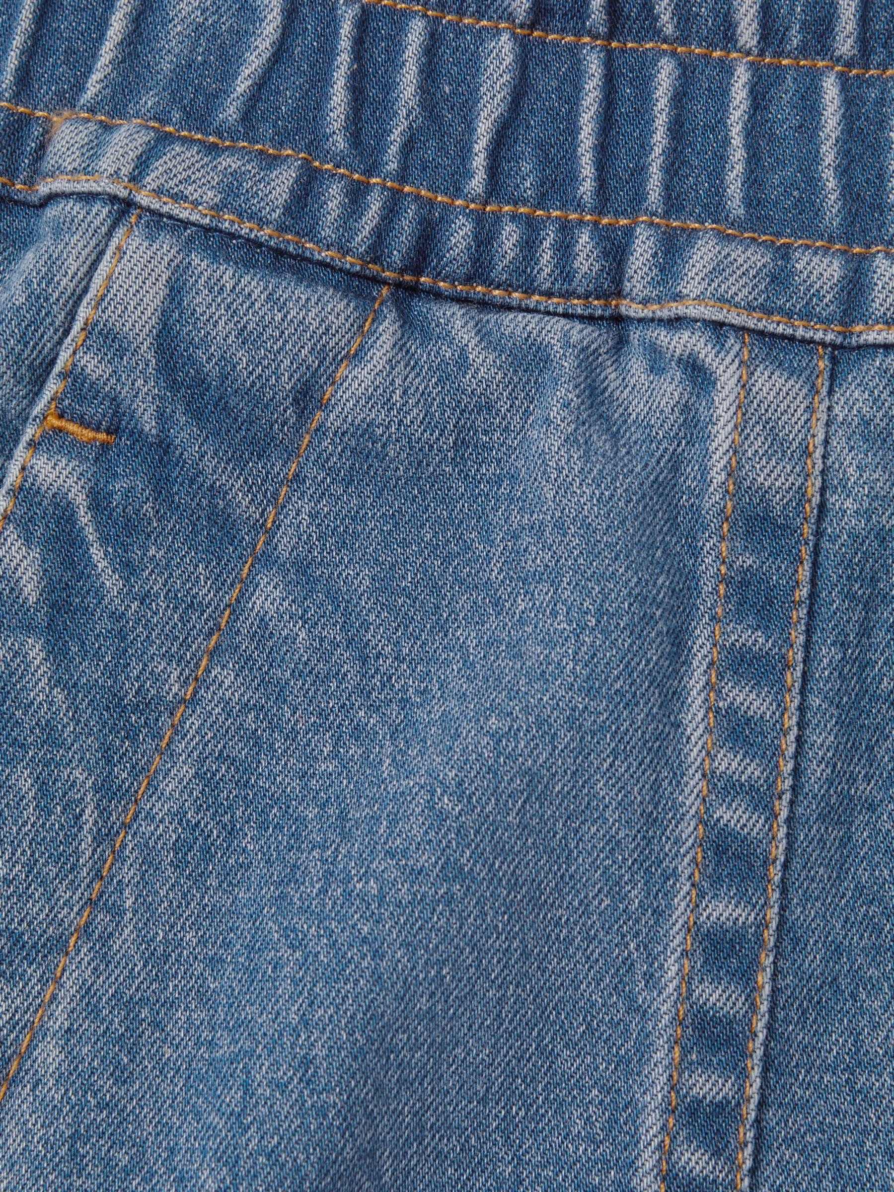 Lyocell Blend Denim Drawstring Shorts in Mid Blue Product Image