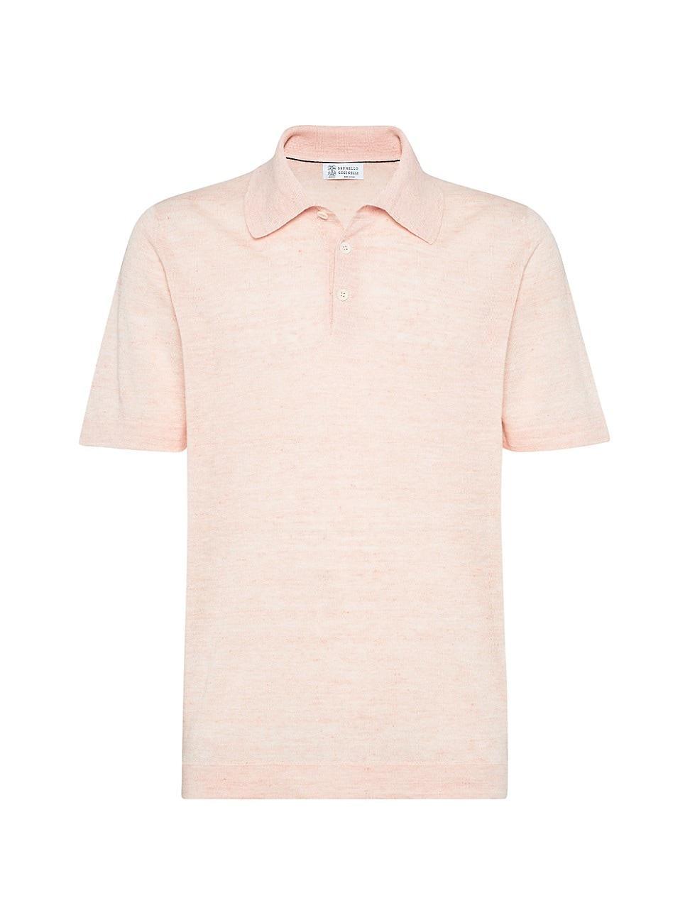 Mens Linen and Cotton Knit Polo Shirt Product Image