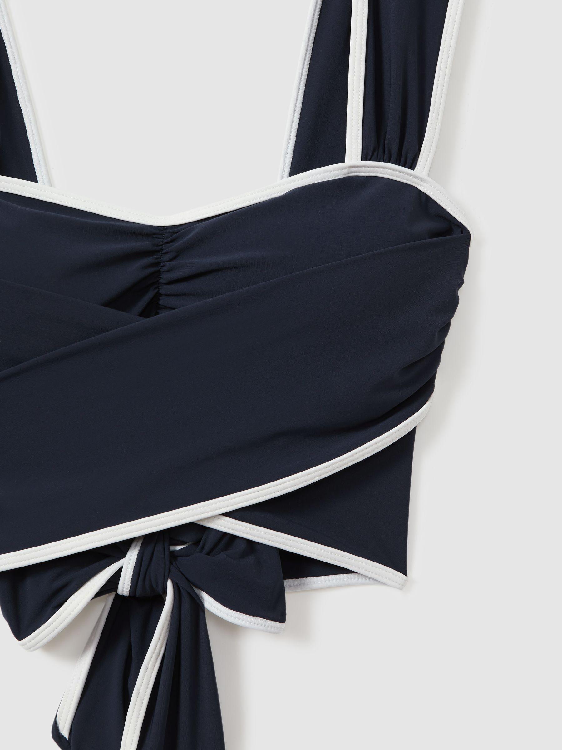 Wrap Design Sweetheart Bikini Top in Navy/White Product Image