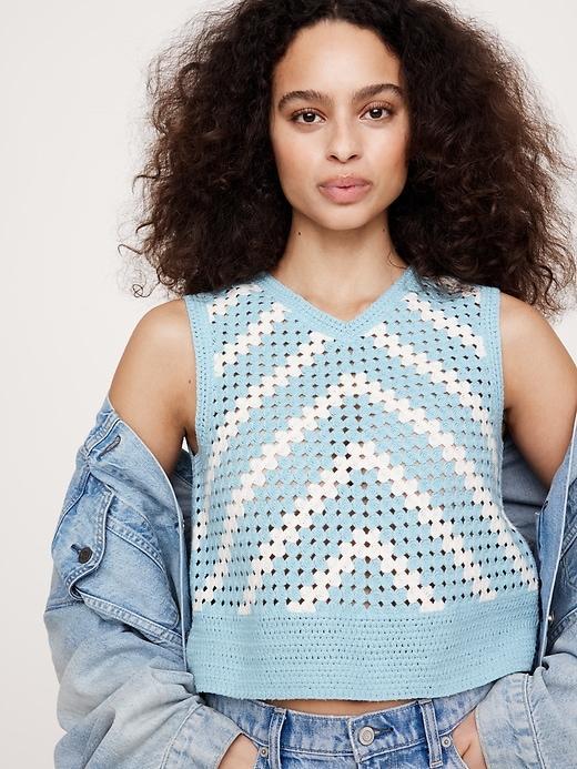 Embroidered Cotton Crochet Top Product Image