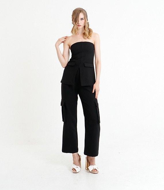 Le' AL.X Woven Crepe Straight Neck Sleeveless Cargo Suit Coordinating Top Product Image