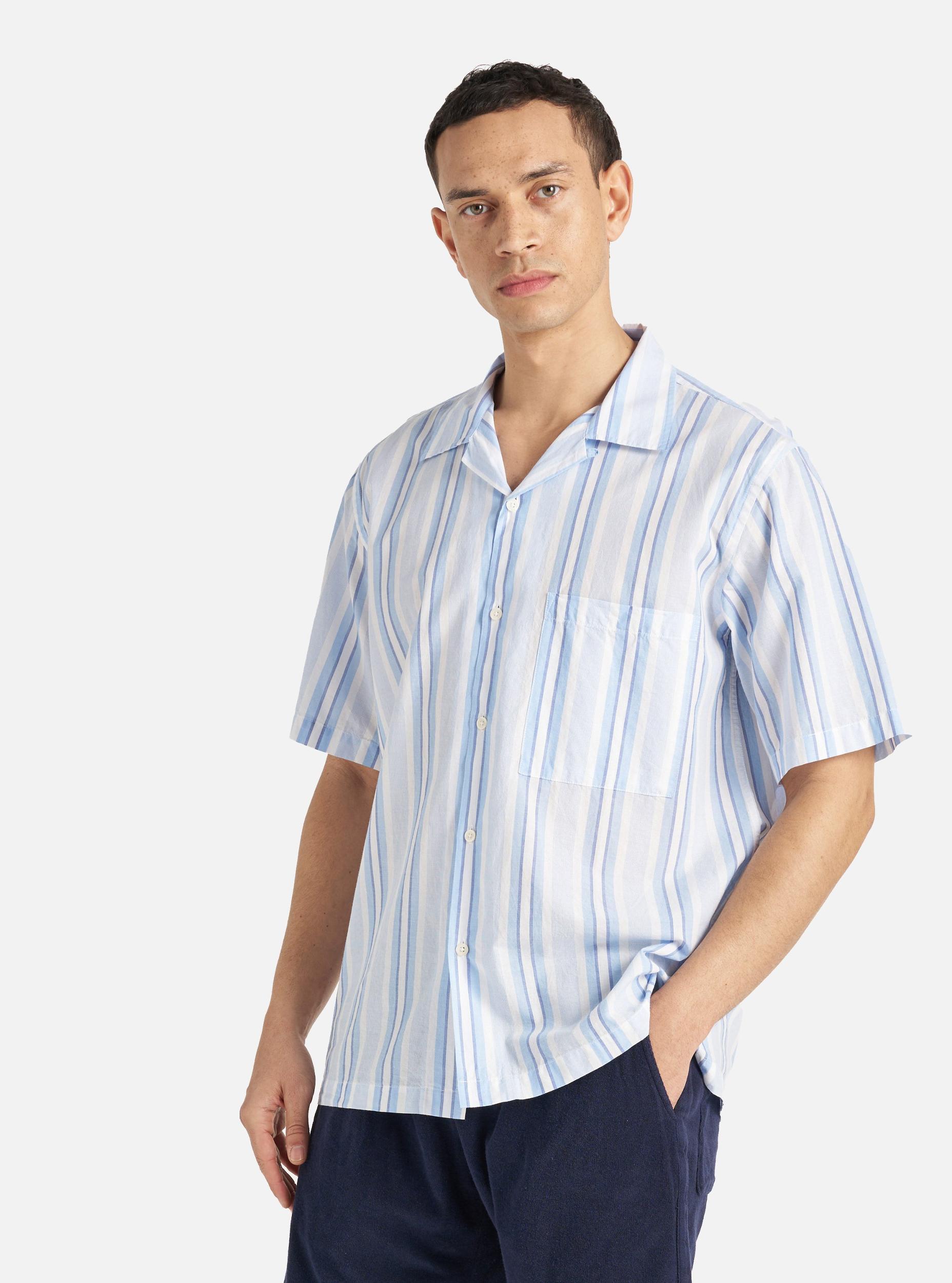 White/Blue Pop Stripe Two Camp Shirt Product Image
