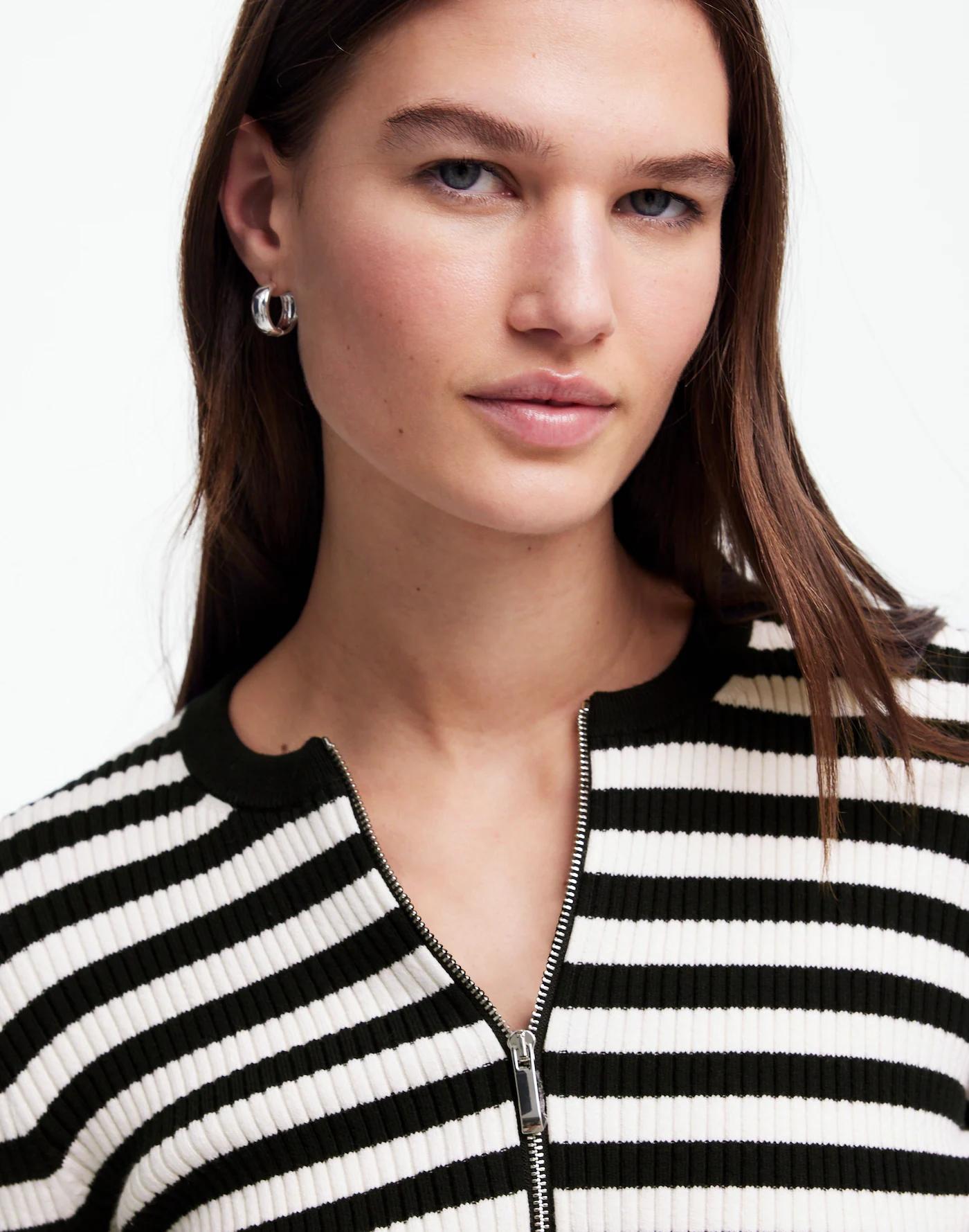 Zip-Front Cardigan in Stripe Product Image