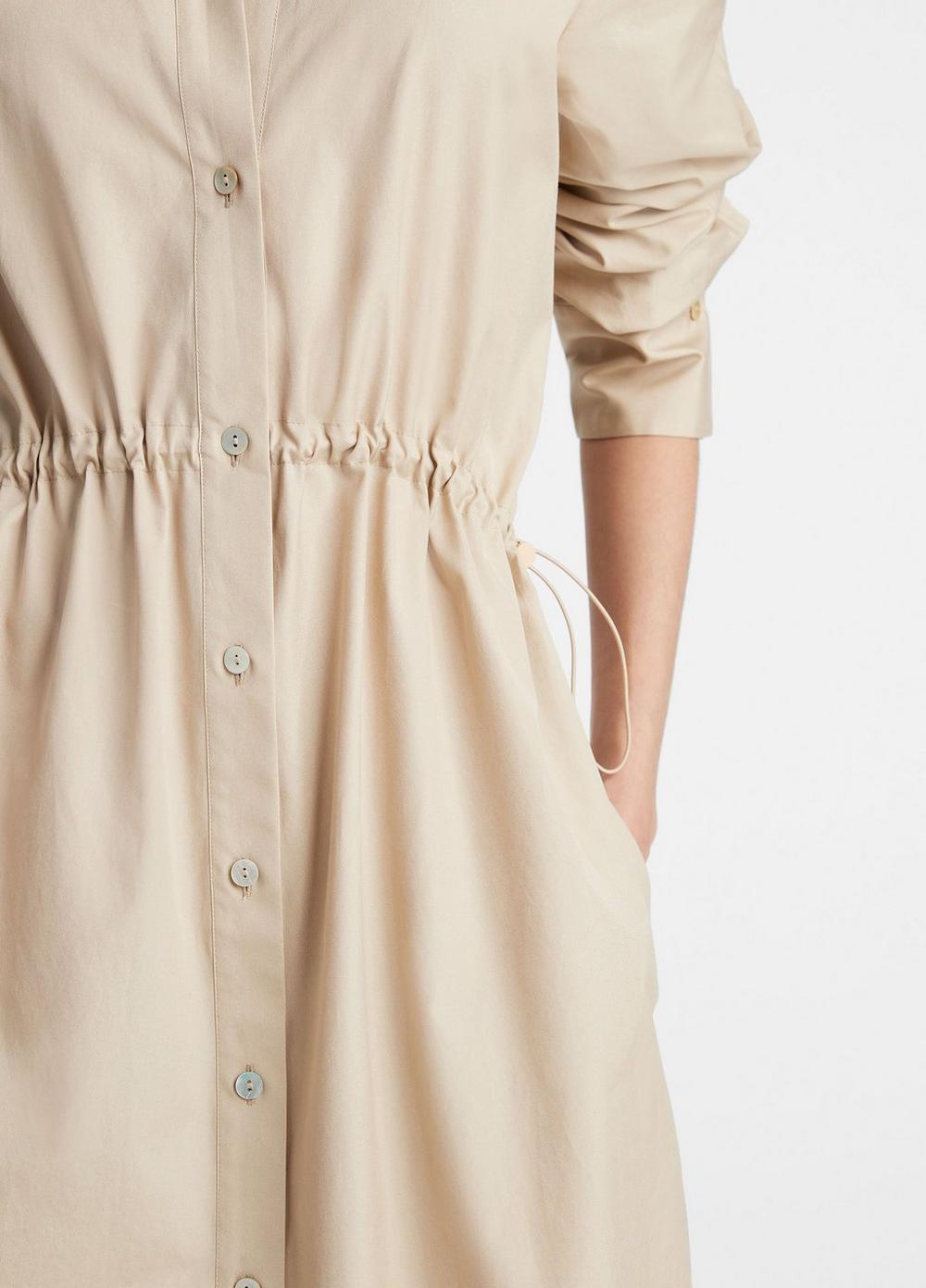 Womens Cotton Drawcord Ruched Shirt Dress, White Oak, Size L Vince Product Image
