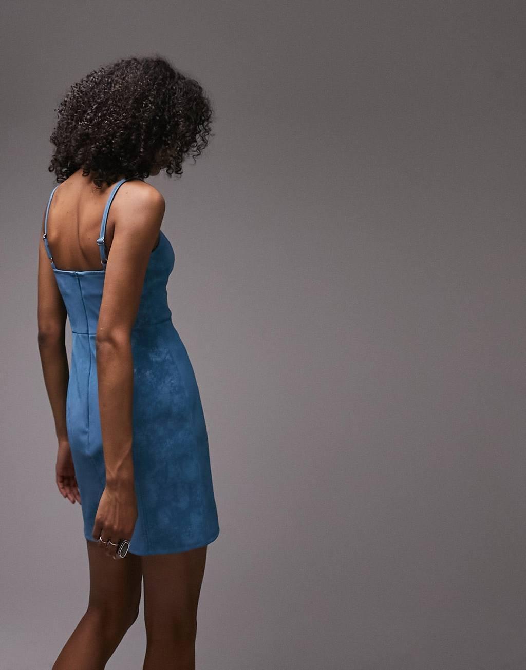 Topshop textured faux leather mini dress Product Image