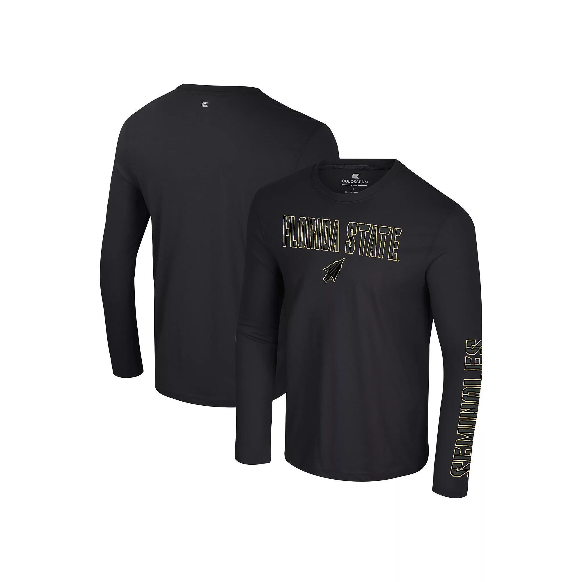 Men's Colosseum Black Florida State Seminoles Color Pop Active Blend 2-Hit Long Sleeve T-Shirt, Size: XL Product Image