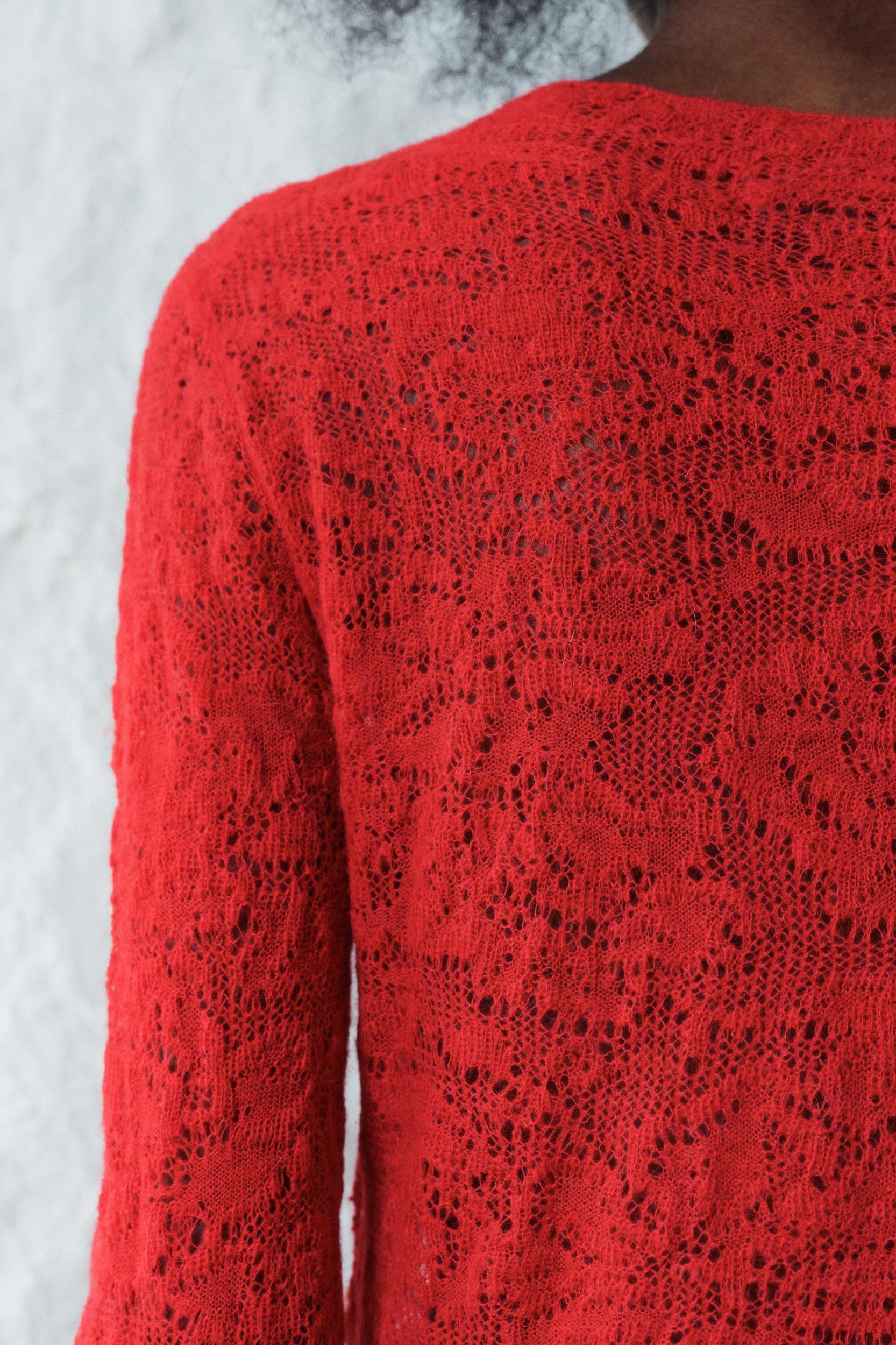ALPACA AND WOOL BLEND POINTELLE KNIT SWEATER Product Image