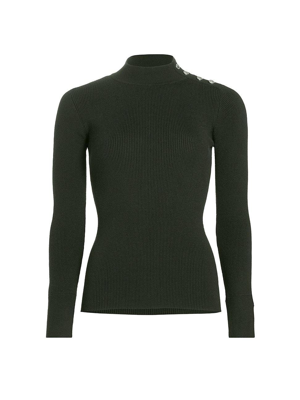 Womens Naya Button-Detailed Rib-Knit Sweater Product Image