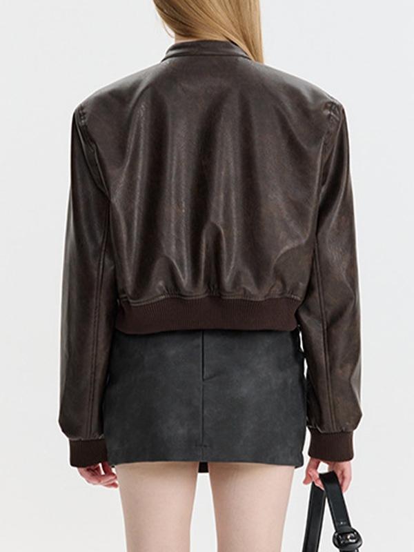 Splice Leather Short Varsity Jacket Product Image