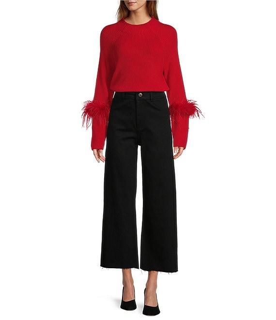 Antonio Melani Tilly Wool Blend Crew Neck Feather Detail Long Sleeve Sweater Product Image