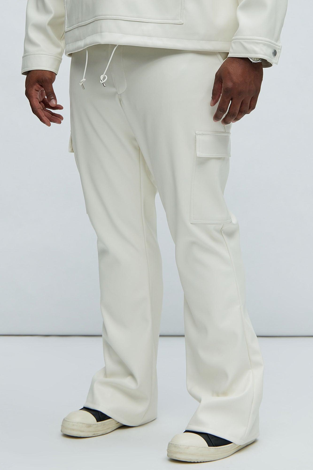 Royce Slim Faux Leather Pants - White Product Image
