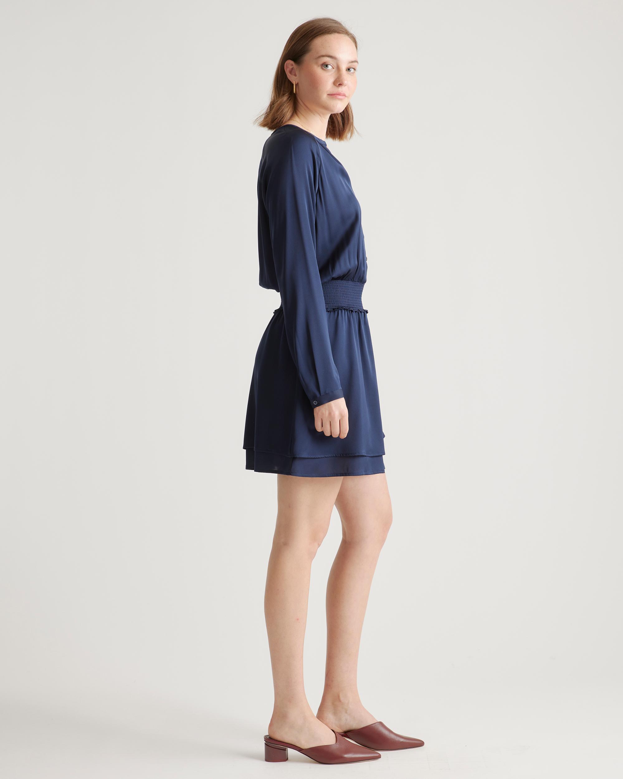 Quince | Women's Washable Stretch Silk Tiered Mini Dress Size XL Product Image