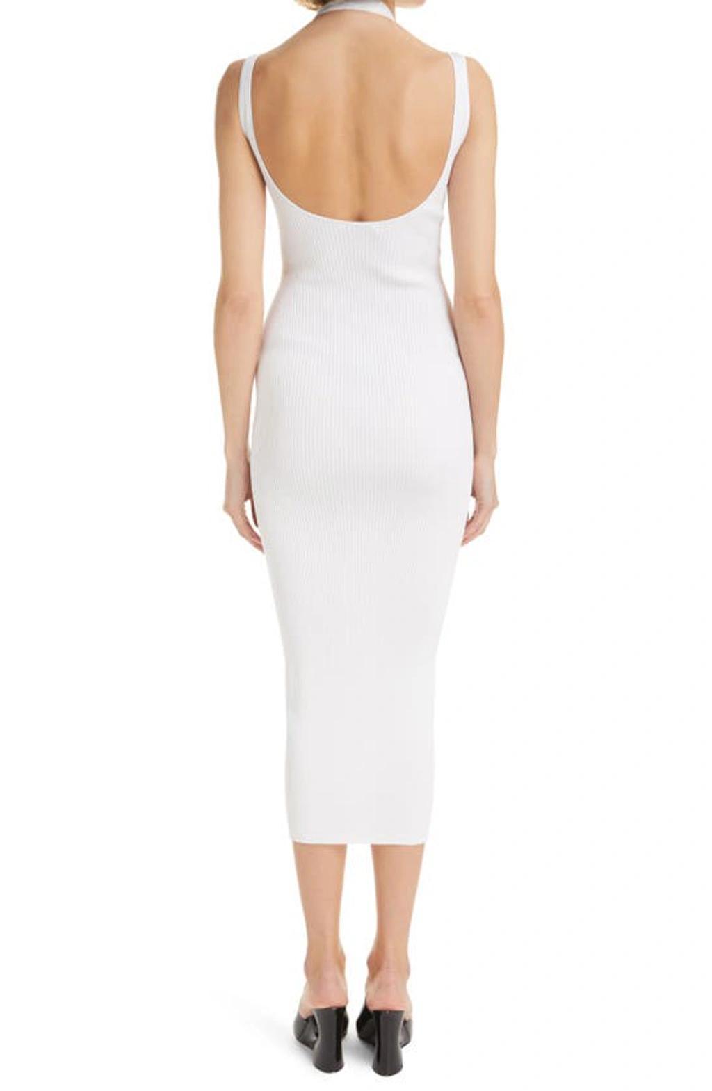 ALAÏA Sleeveless Cutout Rib Midi Dress In Blanc 000 Product Image