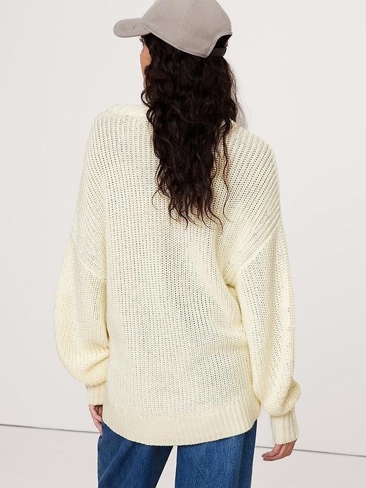 Oversized Crew-Neck Cotton Sweater Product Image