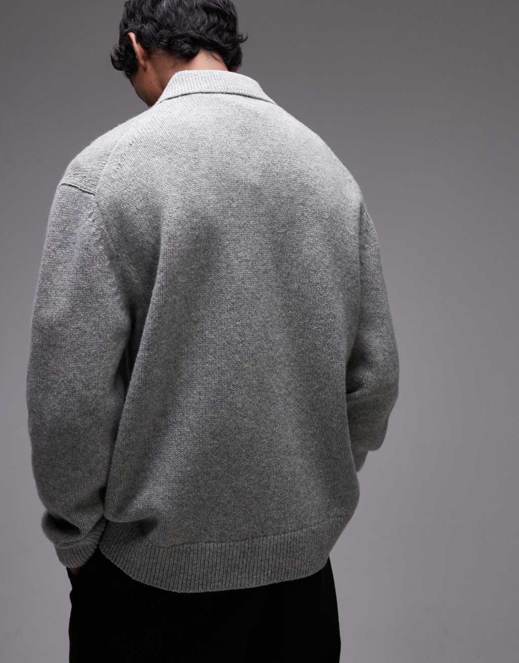 ARKET oversized cardigan with zip front in gray Product Image