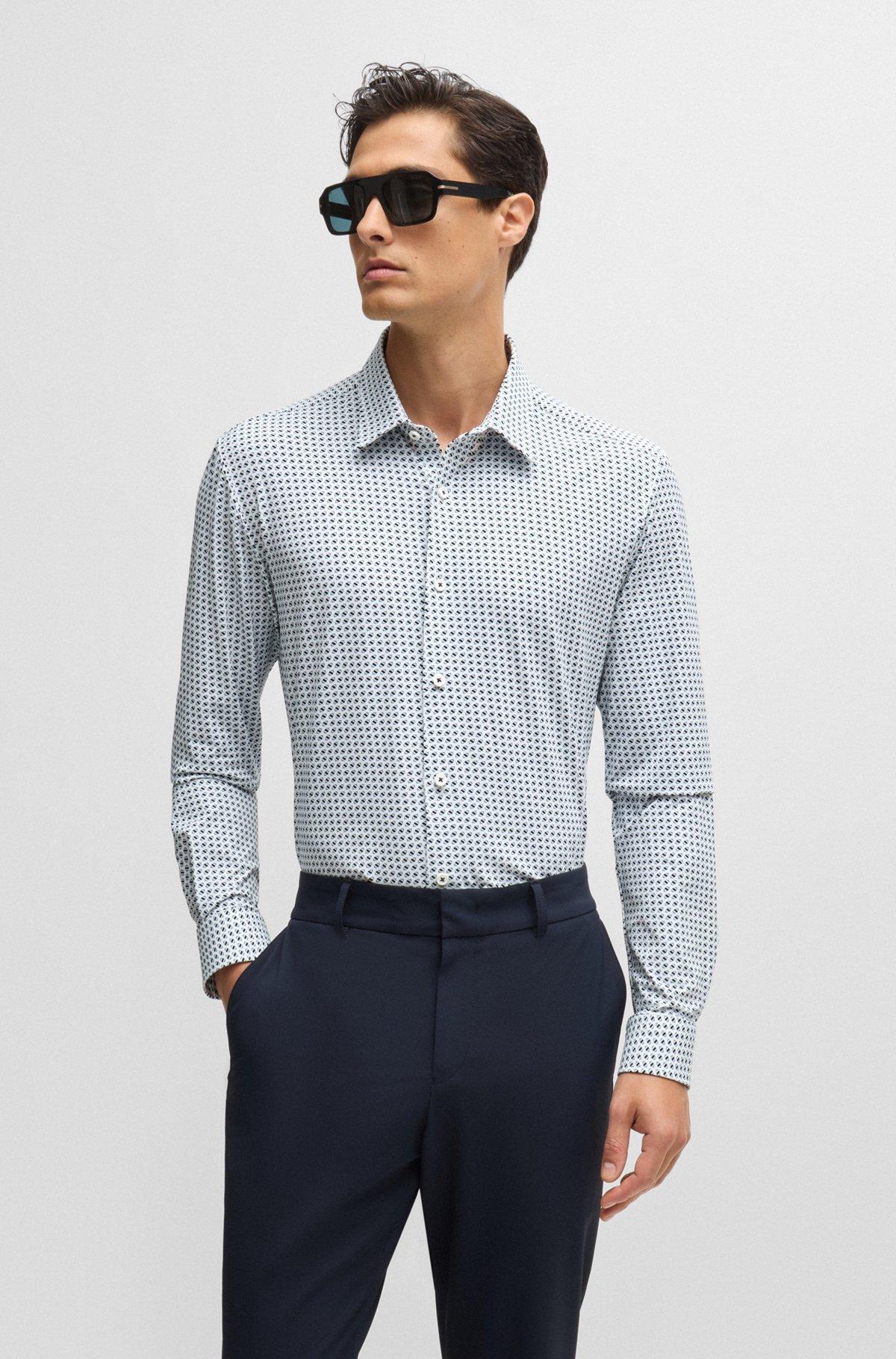 Slim-fit shirt in printed performance-stretch fabric Product Image