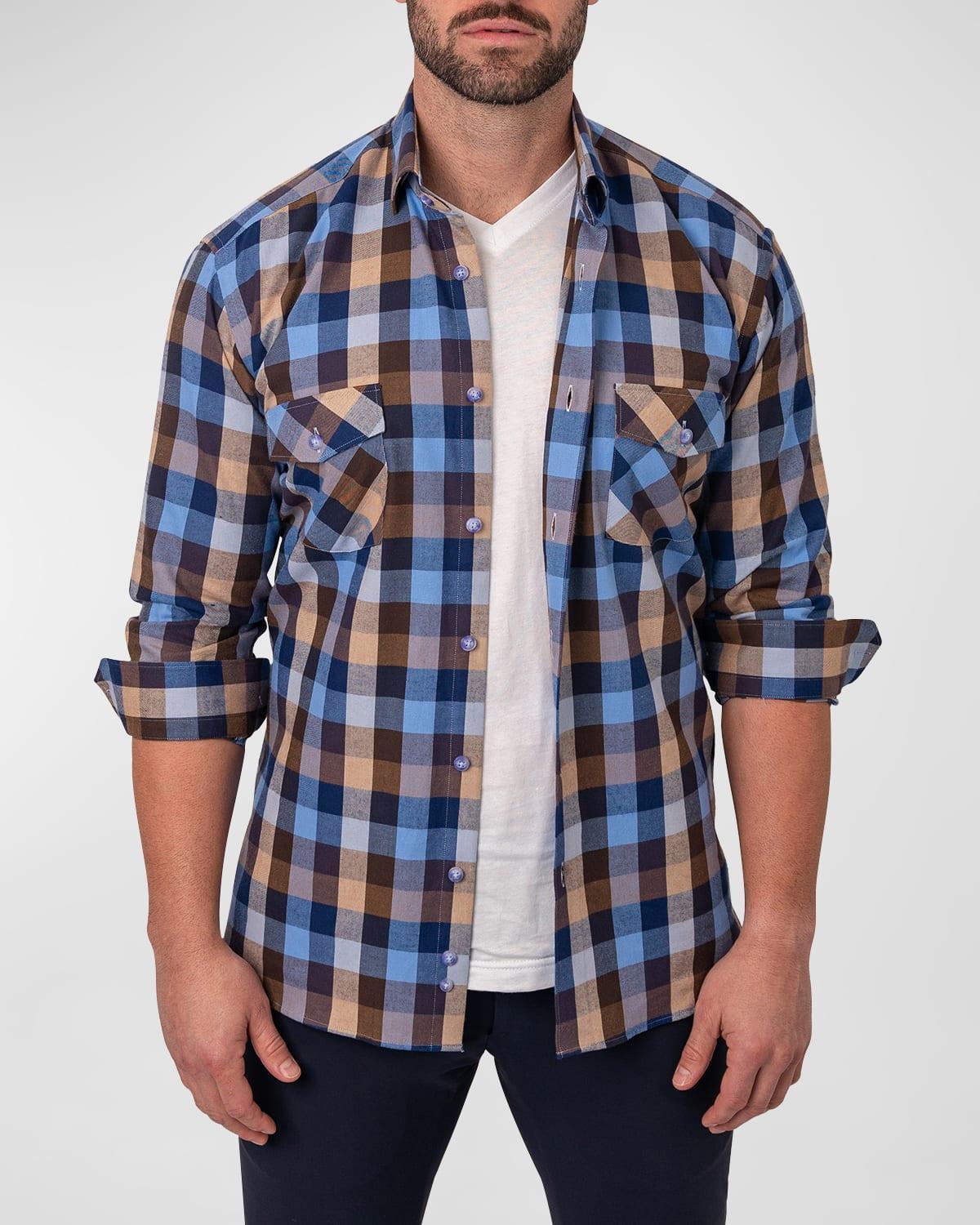 Mens Embroidered Flannel Sport Shirt Product Image