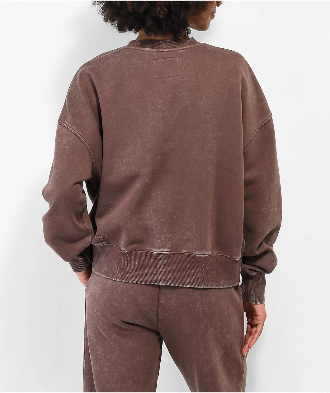 Ninth Hall Fundamentals Brown Wash Relaxed Crewneck Sweatshirt Product Image