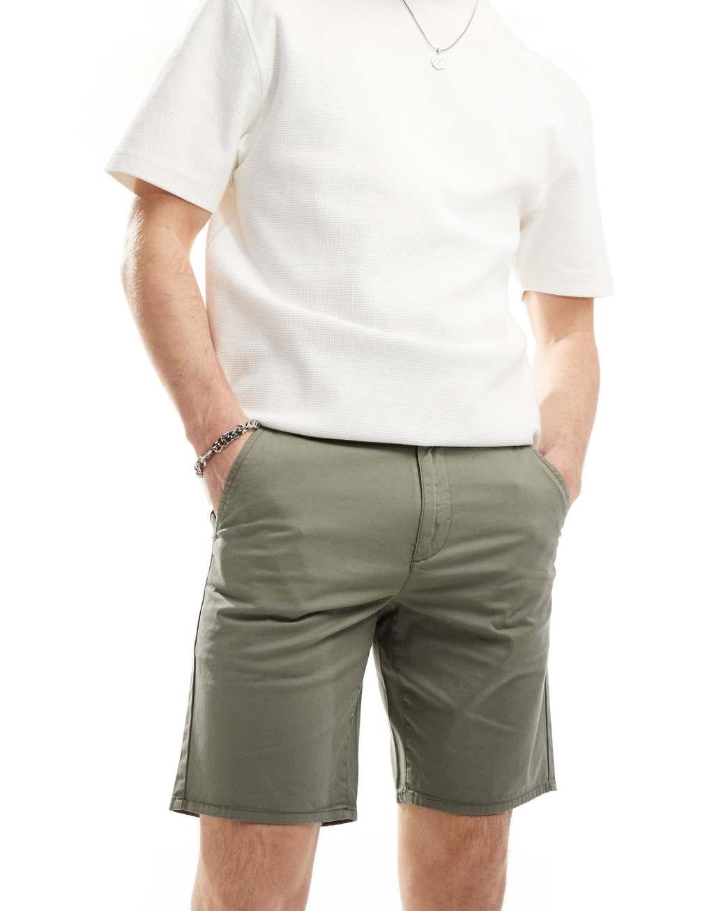 Farah hawk chino shorts in khaki green Product Image