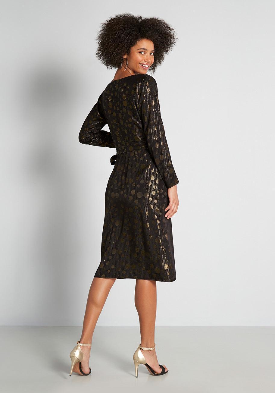 Golden Record Party Wrap Dress Product Image