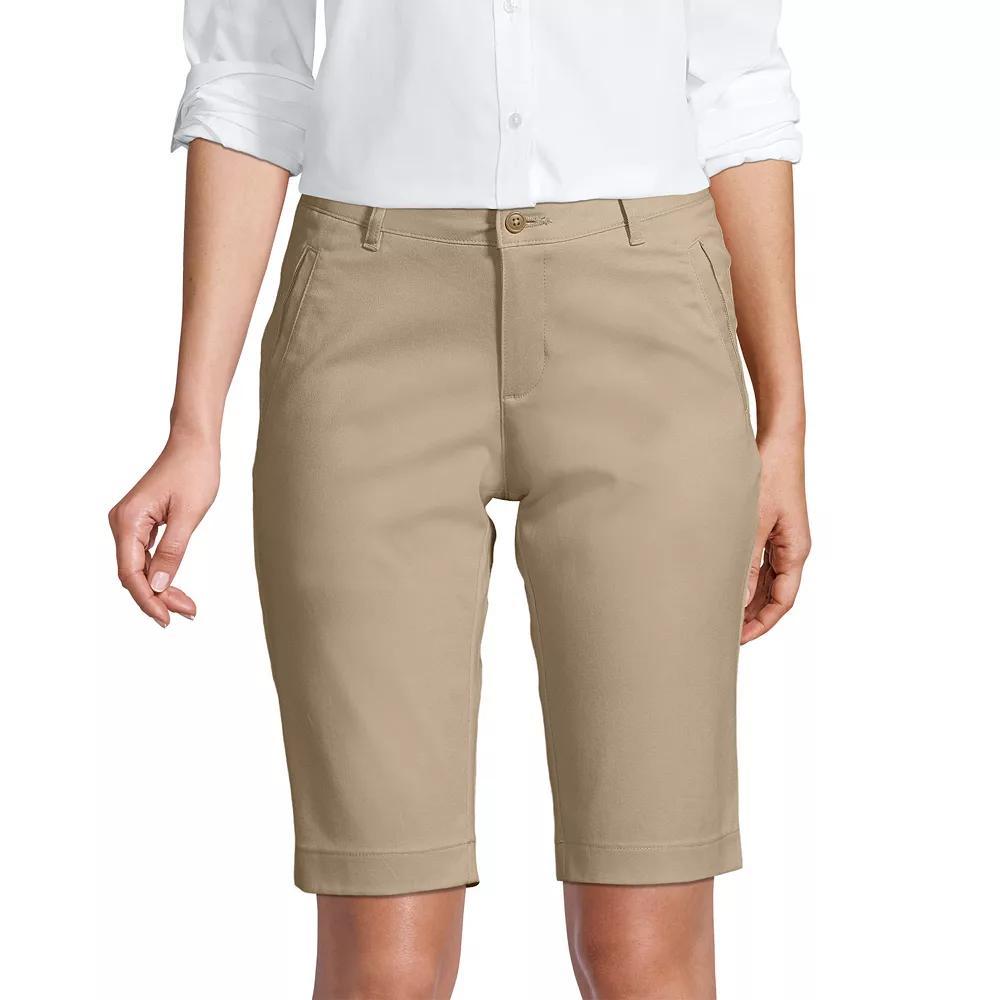Women's Lands' End Stretch Chino Bermuda Shorts, Size: 10, Green Product Image