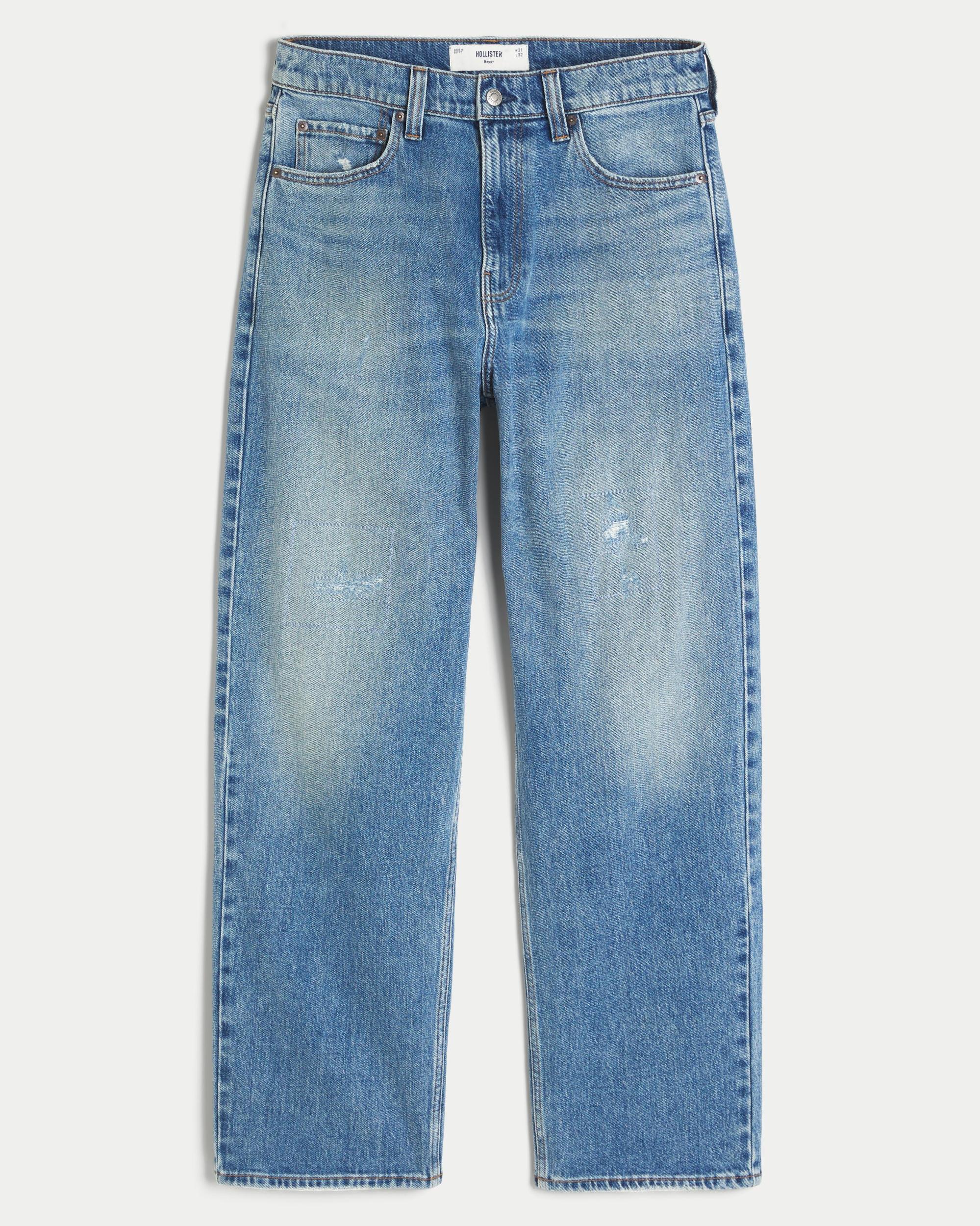 Distressed Medium Wash Baggy Jeans Product Image