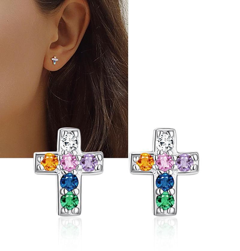 CZ Cross Stud Earring Product Image